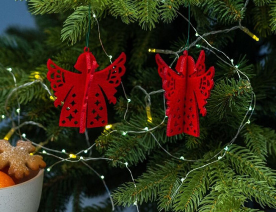 Décorations de sapin de Noël FLOCON DE NEIGE, feutrine, 3pcs.  Ø7 cm et 3pcs.  Ø9 cm