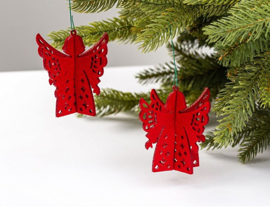 Décorations de sapin de Noël FLOCON DE NEIGE, feutrine, 3pcs.  Ø7 cm et 3pcs.  Ø9 cm