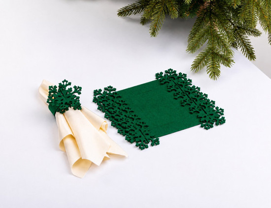 Ronds de serviette FLOCON DE NEIGE, feutrine, 6 pcs. Ø 5 cm