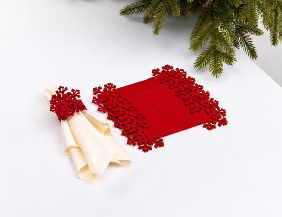 Ronds de serviette FLOCON DE NEIGE, feutrine, 6 pcs. Ø 5 cm