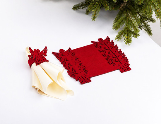Ronds de serviette ANGE, feutrine rouge, 6 pcs. Ø 5 cm