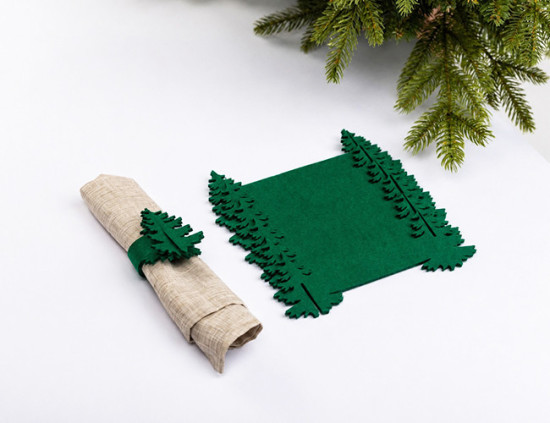Ronds de serviette SAPIN DE NOEL standard, feutrine, 6 pcs, Ø 5cm