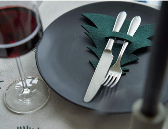 Porte couverts SAPIN DE NOEL, feutrine, 4 pcs.