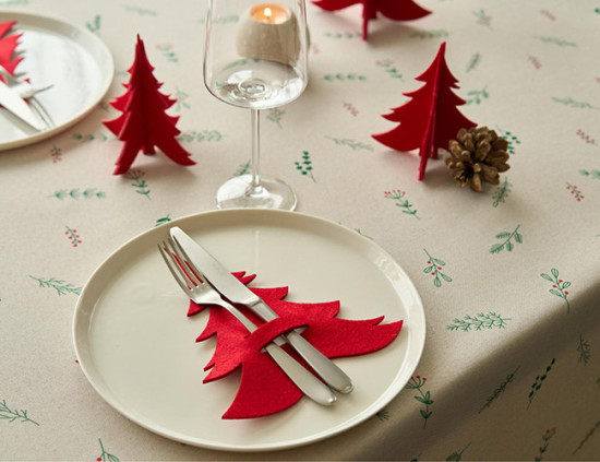 Porte couverts SAPIN DE NOEL, feutrine, 4 pcs.
