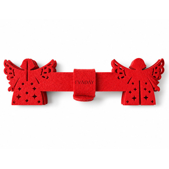 ANGE napkin rings, red felt, 6 pcs. Ø 5 cm