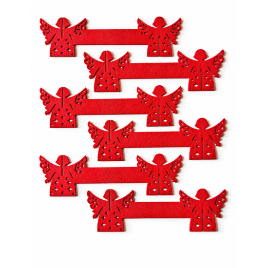 Ronds de serviette ANGE, feutrine rouge, 6 pcs. Ø 5 cm