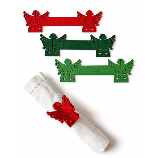 Ronds de serviette ANGE, feutrine rouge, 6 pcs. Ø 5 cm