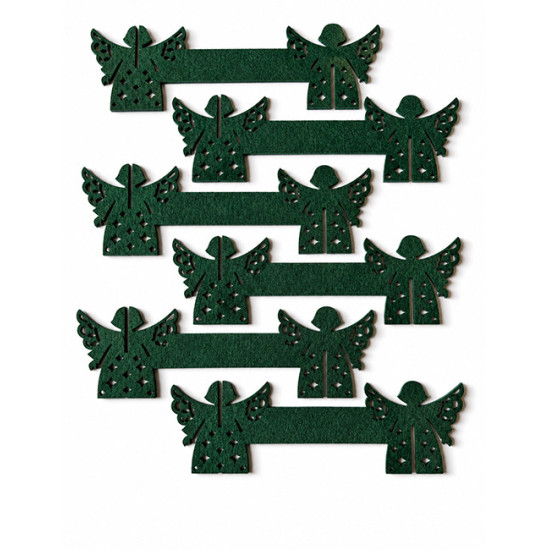 Ronds de serviette ANGE, feutrine vert foncé, 6 pcs. Ø 5 cm