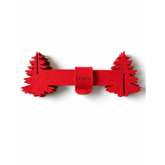 Ronds de serviette SAPIN DE NOEL, feutrine rouge, 6 pcs, Ø 5cm