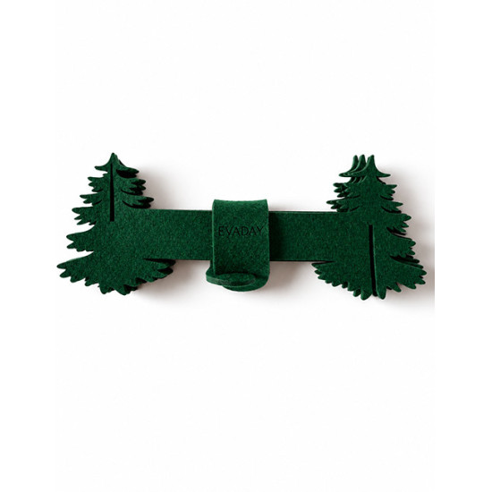 Ronds de serviette SAPIN DE NOEL feutrine vert foncé, 6 pcs, Ø 5cm