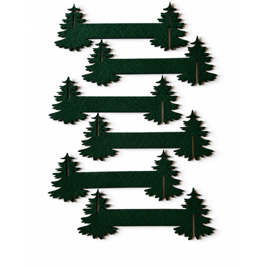 Napkin rings CHRISTMAS TREE felt dark green, 6 pcs, Ø 5cm