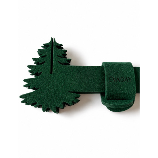 Ronds de serviette SAPIN DE NOEL feutrine vert foncé, 6 pcs, Ø 5cm