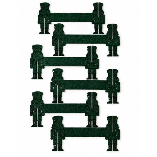 Ronds de serviette CASSE NOISETTES, feutrine vert foncé, 6 pcs