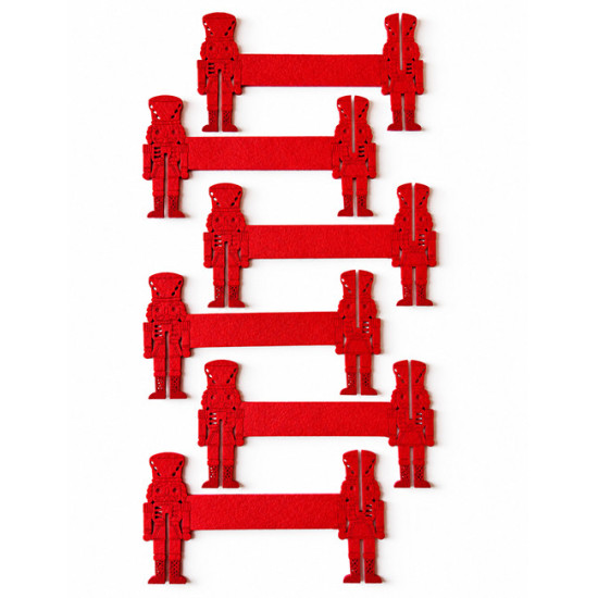 Ronds de serviette CASSE NOISETTES, feutrine rouge, 6 pcs