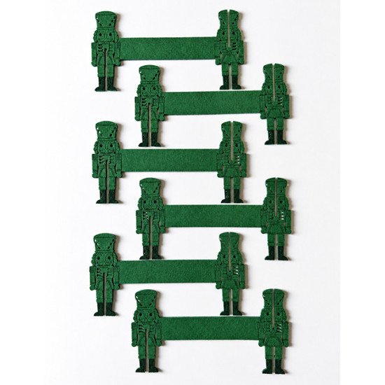 Ronds de serviette CASSE NOISETTES, feutrine verte, 6 pcs