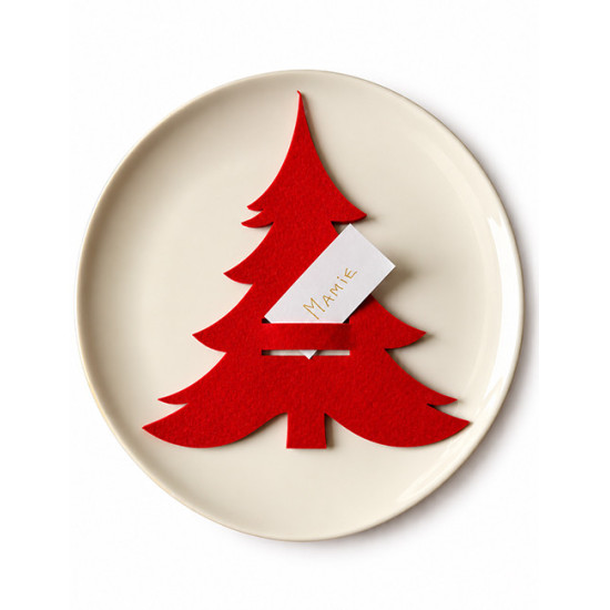 Porte couverts SAPIN, feutrine rouge, 4 pcs.
