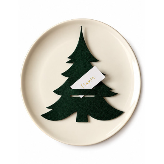 Porte couverts SAPIN, feutrine vert foncé, 4 pcs.