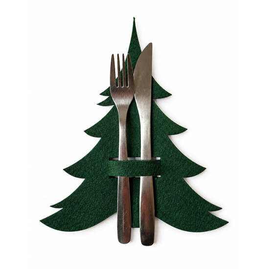 Porte couverts SAPIN, feutrine vert foncé, 4 pcs.