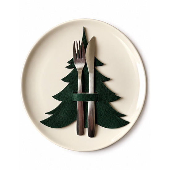 Porte couverts SAPIN, feutrine vert foncé, 4 pcs.