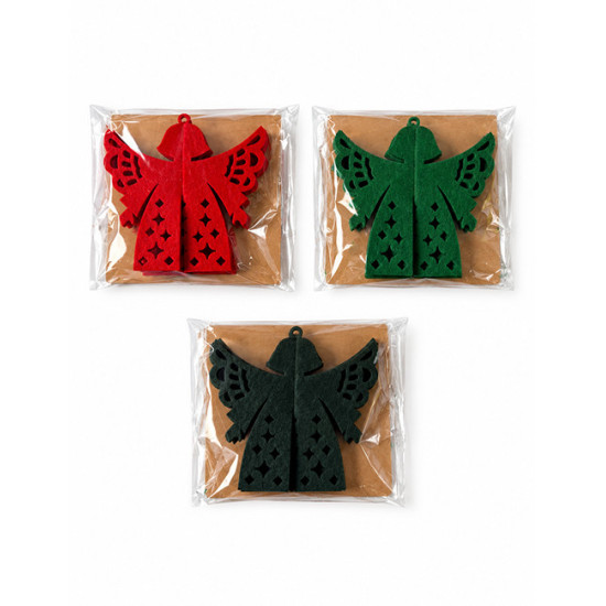 ANGEL Hanging Christmas Ornaments, Red Felt, 3pcs. h 9 cm