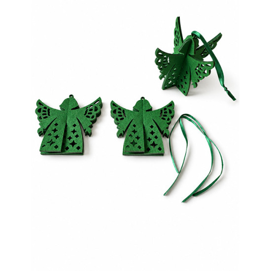 Décorations de Noël à suspendre ANGE, feutrine verte, 3pcs. h 9 cm