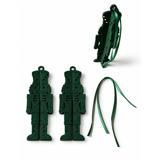 Décorations de Noël à suspendre CASSE NOISETTE, feutrine vert foncé, 3pcs. h 11cm