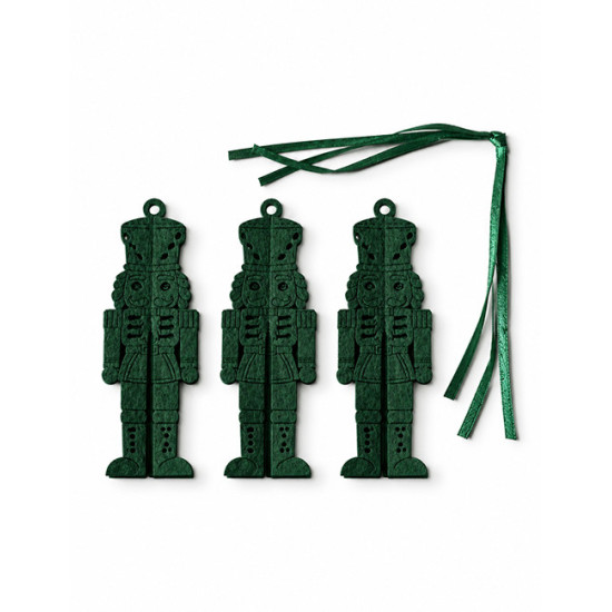 HAZELNUT BOX Hanging Christmas Ornaments, Dark Green Felt, 3pcs. h 11cm