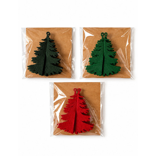 Décorations de Noel à suspendre SAPIN, feutrine verte, 3 pcs.
