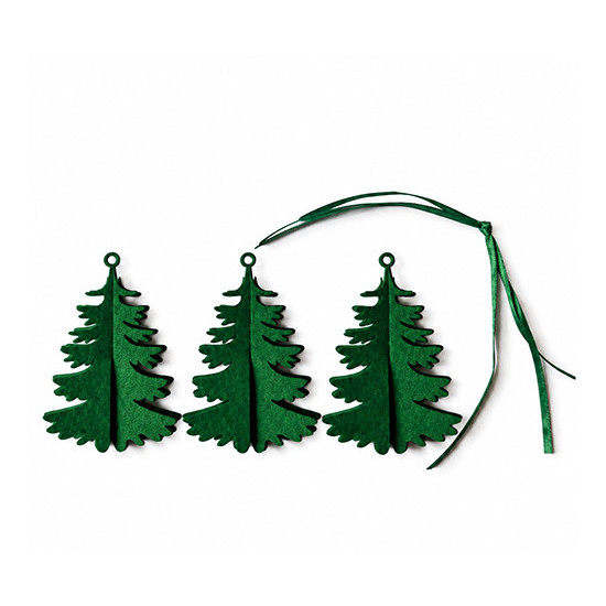 Christmas tree hanging Christmas ornaments, green felt, 3 pcs.