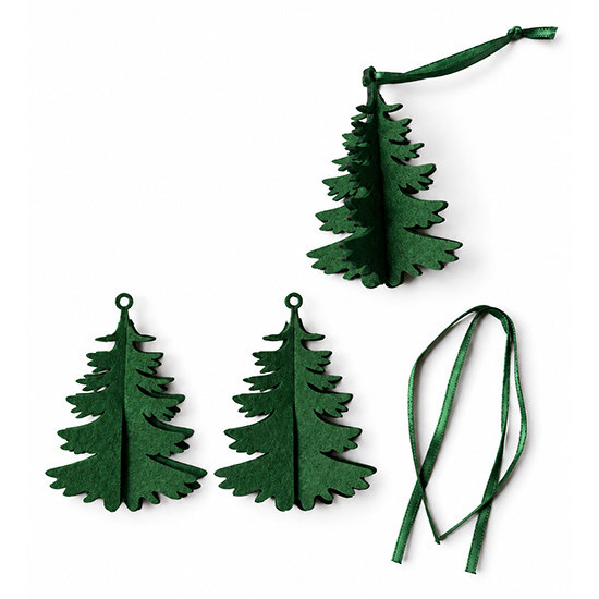 Décorations de Noel à suspendre SAPIN, feutrine verte, 3 pcs.