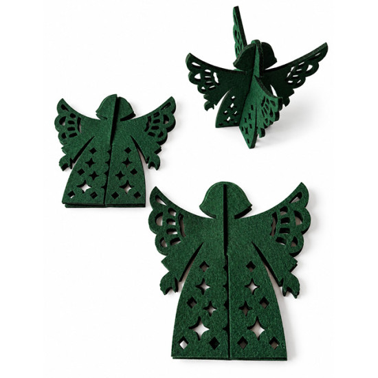 ANGEL Countertop Christmas Ornament, Dark Green Felt, 3 pcs.