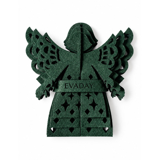ANGEL Countertop Christmas Ornament, Dark Green Felt, 3 pcs.