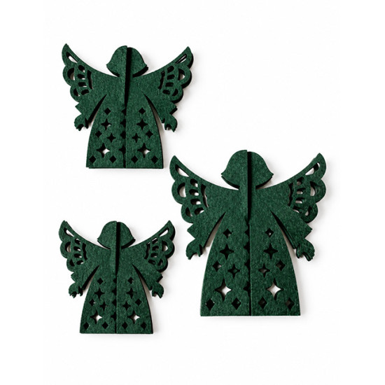Decoration de Noel à poser ANGE, feutrine vert foncé, 3 pcs.