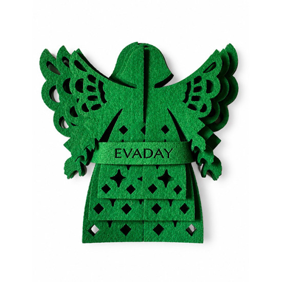 ANGEL Tabletop Christmas Ornament, Green Felt, 3 pcs.