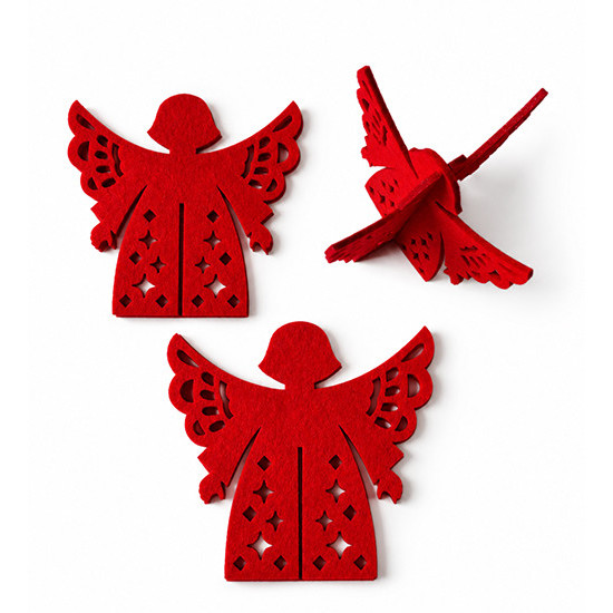 Décoration de Noel à poser ANGE, feutrine rouge, 3 pcs.