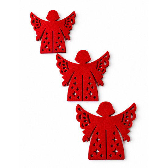 ANGEL Tabletop Christmas Decoration, Red Felt, 3 pcs.