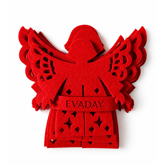 ANGEL Tabletop Christmas Decoration, Red Felt, 3 pcs.