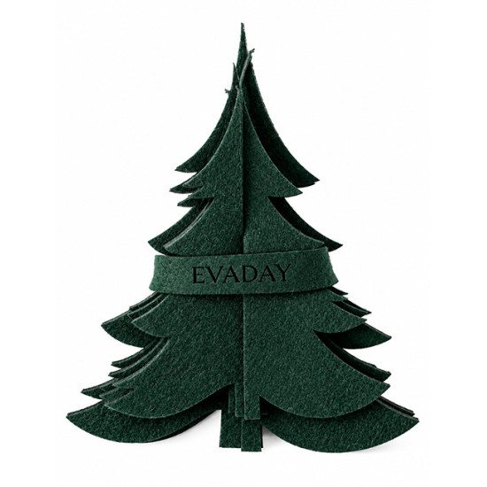 Decoration de Noel à poser SAPIN, feutrine vert foncé, 3 pcs.