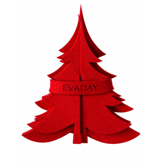Christmas tree tabletop decoration, red felt, 3 pcs.