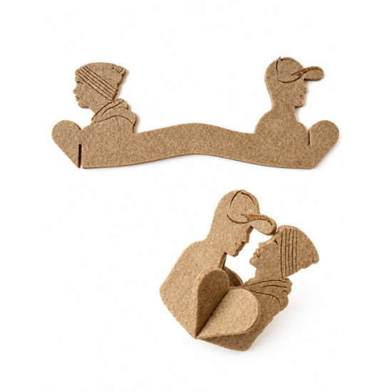 Ronds de serviette AMOUR (couple gay), feutrine beige, 2 pcs.