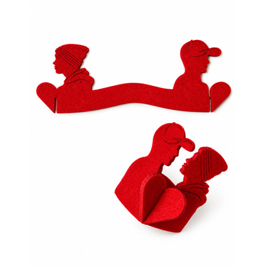 LOVE (gay couple) napkin rings, red felt, 2 pcs.