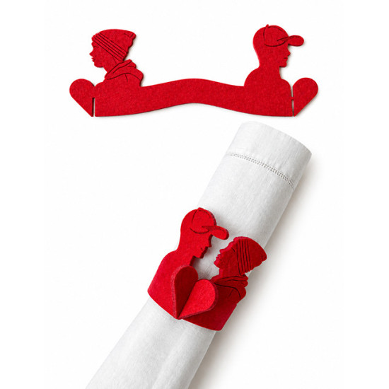 LOVE (gay couple) napkin rings, red felt, 2 pcs.