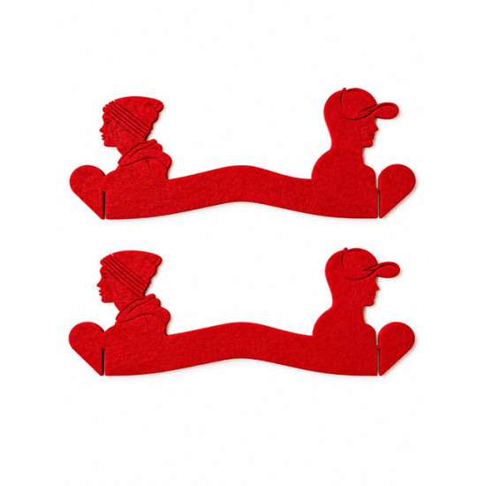 Ronds de serviette AMOUR (couple gay), feutrine rouge, 2 pcs.