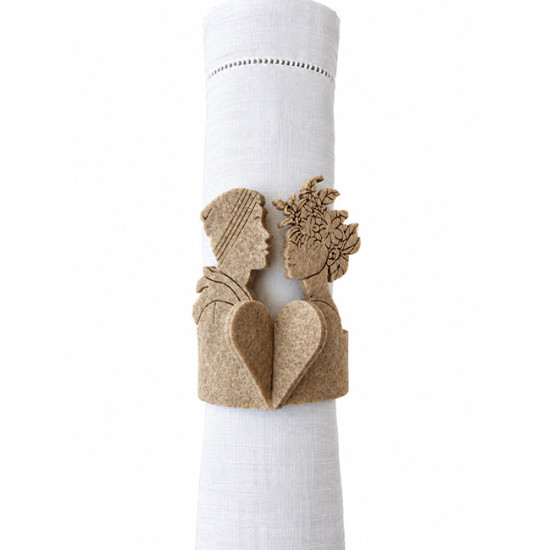 LOVE napkin rings (heterosexual couple), beige felt, 2 pcs.