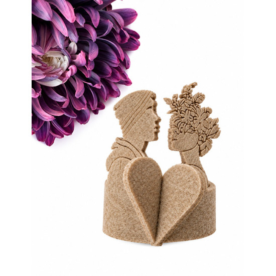 Ronds de serviette AMOUR (couple hétérosexuel), feutrine beige, 2 pcs.