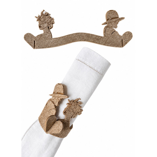 Ronds de serviette AMOUR (couple lesbien), feutrine beige, 2 pcs.