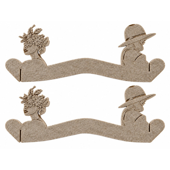 LOVE (lesbian couple) napkin rings, beige felt, 2 pcs.