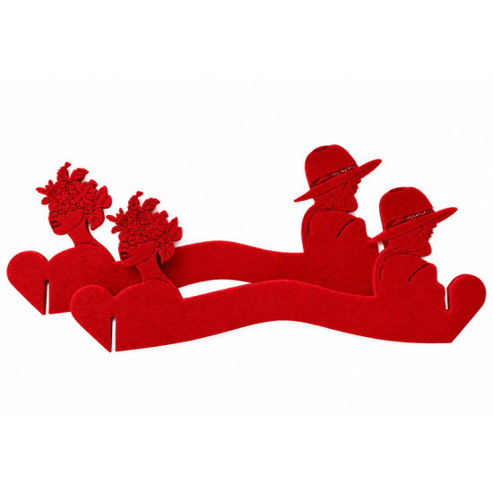 Ronds de serviette AMOUR (couple lesbien), feutrine rouge, 2 pcs.
