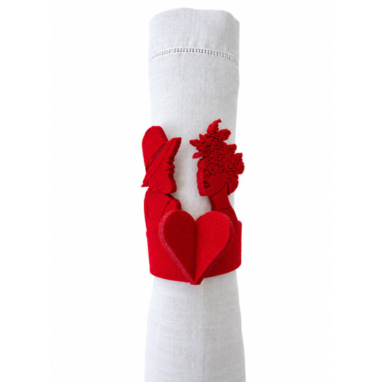 Ronds de serviette AMOUR (couple lesbien), feutrine rouge, 2 pcs.