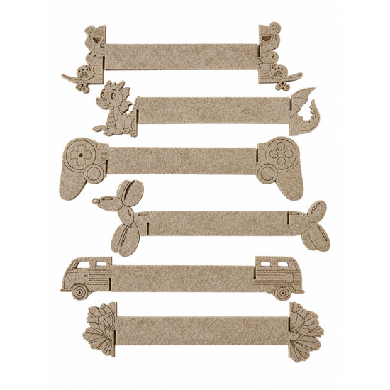 FAMILY napkin rings, beige felt, 6 pcs.